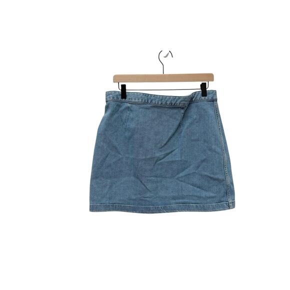 Theory Kinley Wrapped Button Mini Skirt Denim Women’s Size 10 - Picture 7 of 10